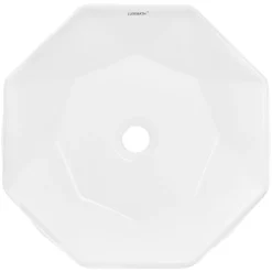 Waschbecken Diamantform ohne Überlauf Ø 42x13,5 cm Weiß aus Keramik ML-Design-ECD Germany New