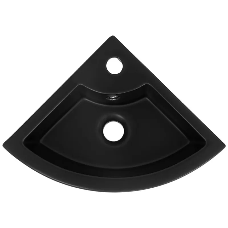 Waschbecken Dreieckig mit Überlauf 46x33x13 cm Schwarz aus Keramik ML-Design-ECD Germany Sale