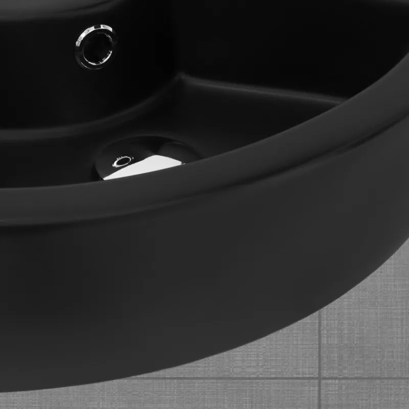 Waschbecken Dreieckig mit Überlauf 46x33x13 cm Schwarz aus Keramik ML-Design-ECD Germany Sale