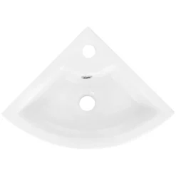 Waschbecken Dreieckig mit Überlauf 46x33x13 cm Weiß aus Keramik ML-Design-ECD Germany Discount