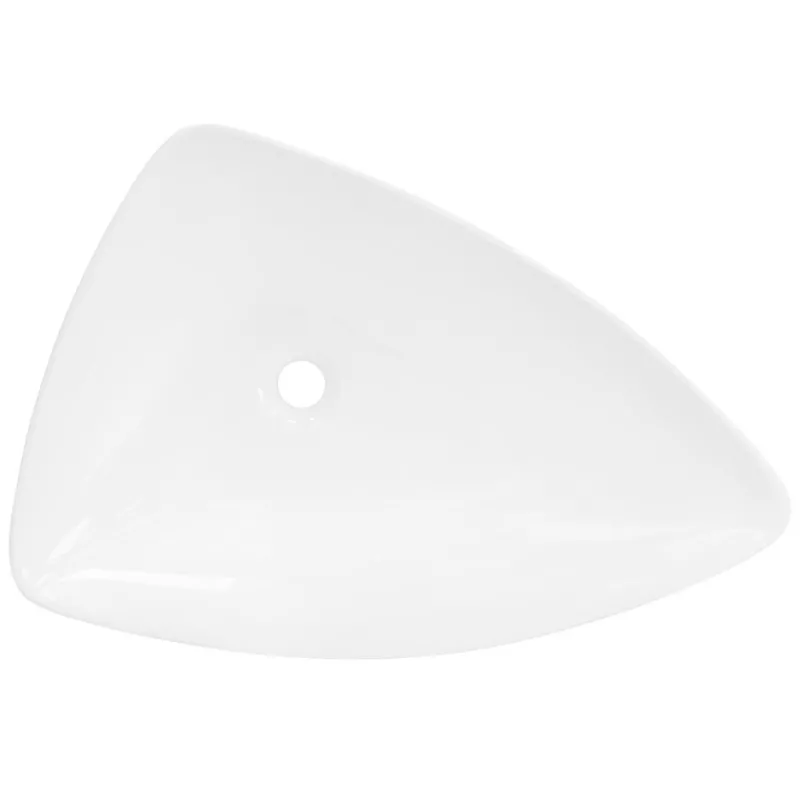 Waschbecken Dreieckig ohne Überlauf 69x46x13 cm Weiß aus Keramik ML-Design-ECD Germany Discount
