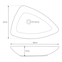 Waschbecken Dreieckig ohne Überlauf 69x46x13 cm Weiß aus Keramik ML-Design-ECD Germany Discount