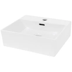 Waschbecken Eckig mit Überlauf 41,5x36x13 cm Weiß aus Keramik-ECD Germany Best