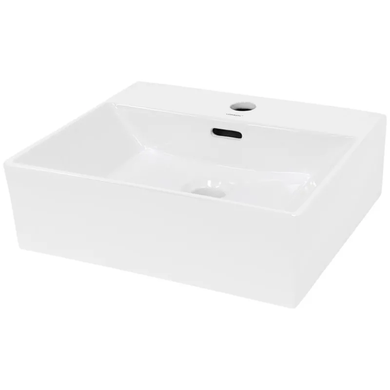 Waschbecken Eckig mit Überlauf 41,5x36x13 cm Weiß aus Keramik-ECD Germany Best