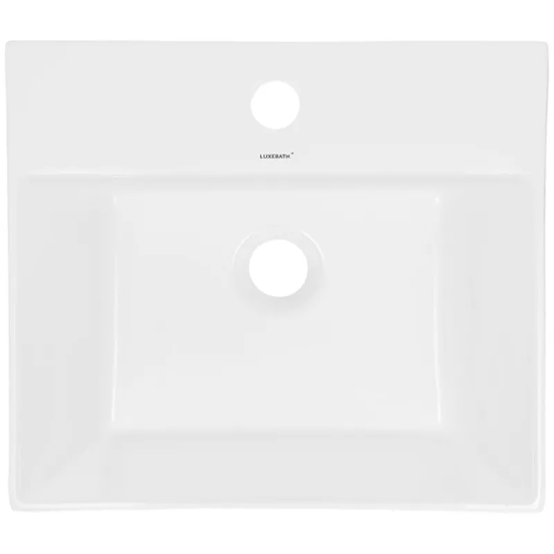 Waschbecken Eckig mit Überlauf 41,5x36x13 cm Weiß aus Keramik-ECD Germany Best