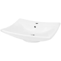 Waschbecken Eckig mit Überlauf 60,5x46x16,5 cm Weiß aus Keramik-ECD Germany