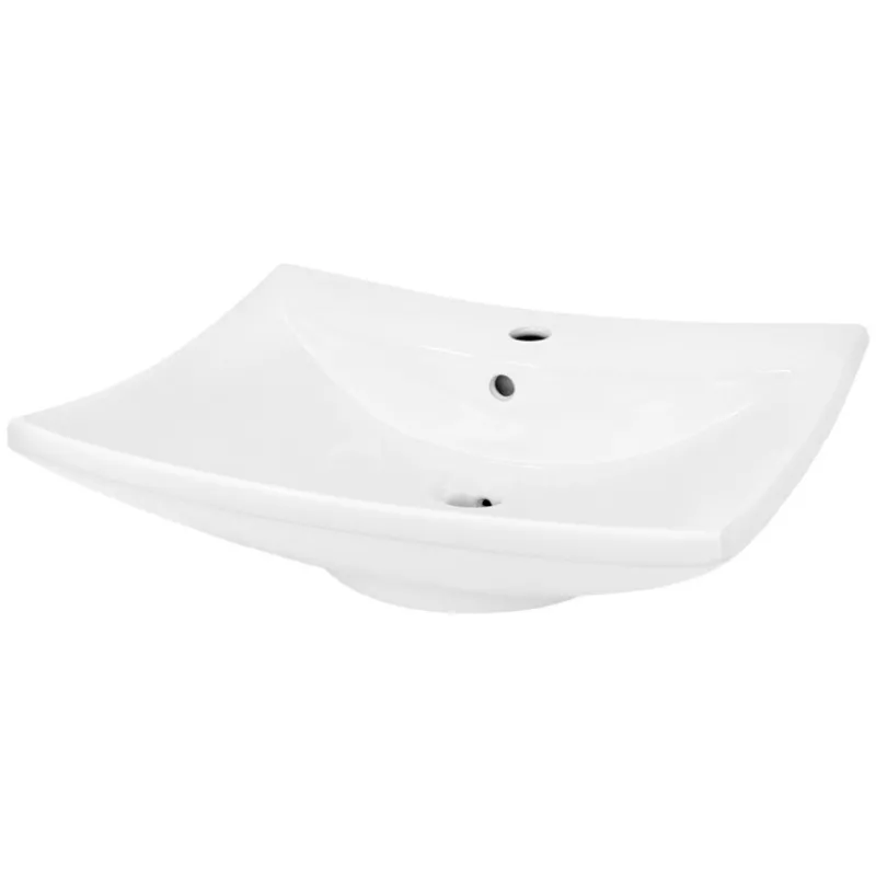 Waschbecken Eckig mit Überlauf 60,5x46x16,5 cm Weiß aus Keramik-ECD Germany