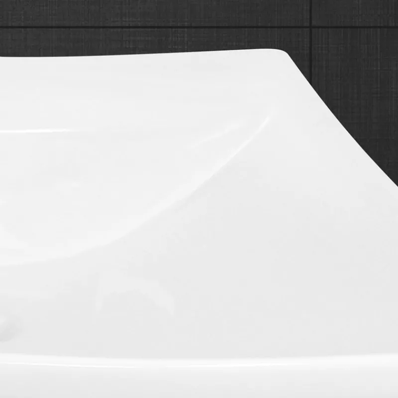 Waschbecken Eckig mit Überlauf 60,5x46x16,5 cm Weiß aus Keramik-ECD Germany