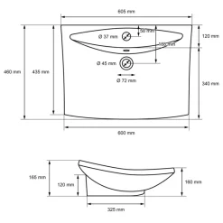 Waschbecken Eckig mit Überlauf 60,5x46x16,5 cm Weiß aus Keramik-ECD Germany