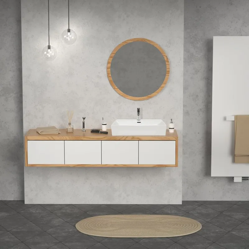 Waschbecken Eckig mit Überlauf 605x365x130 mm Weiß aus Keramik-ECD Germany Online