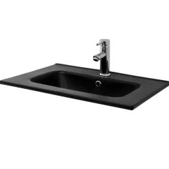 Waschbecken Eckig mit Überlauf 61x46x16,5 cm Schwarz aus Keramik ML-Design-ECD Germany Clearance
