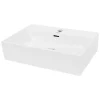 Waschbecken Eckig mit Überlauf 515x360x130 mm Weiß aus Keramik-ECD Germany
