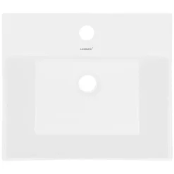 Waschbecken Eckig mit Überlauf 515x360x130 mm Weiß aus Keramik-ECD Germany