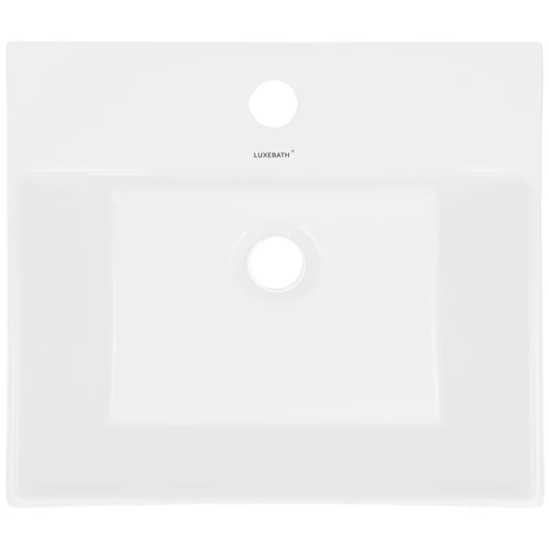 Waschbecken Eckig mit Überlauf 515x360x130 mm Weiß aus Keramik-ECD Germany