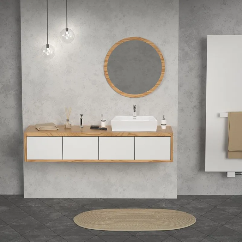 Waschbecken Eckig mit Überlauf 515x360x130 mm Weiß aus Keramik-ECD Germany