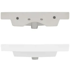 Waschbecken Eckig mit Überlauf 60,5x46,5x16 cm Weiß aus Keramik-ECD Germany Online