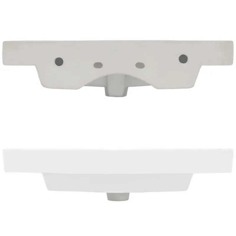 Waschbecken Eckig mit Überlauf 60,5x46,5x16 cm Weiß aus Keramik-ECD Germany Online