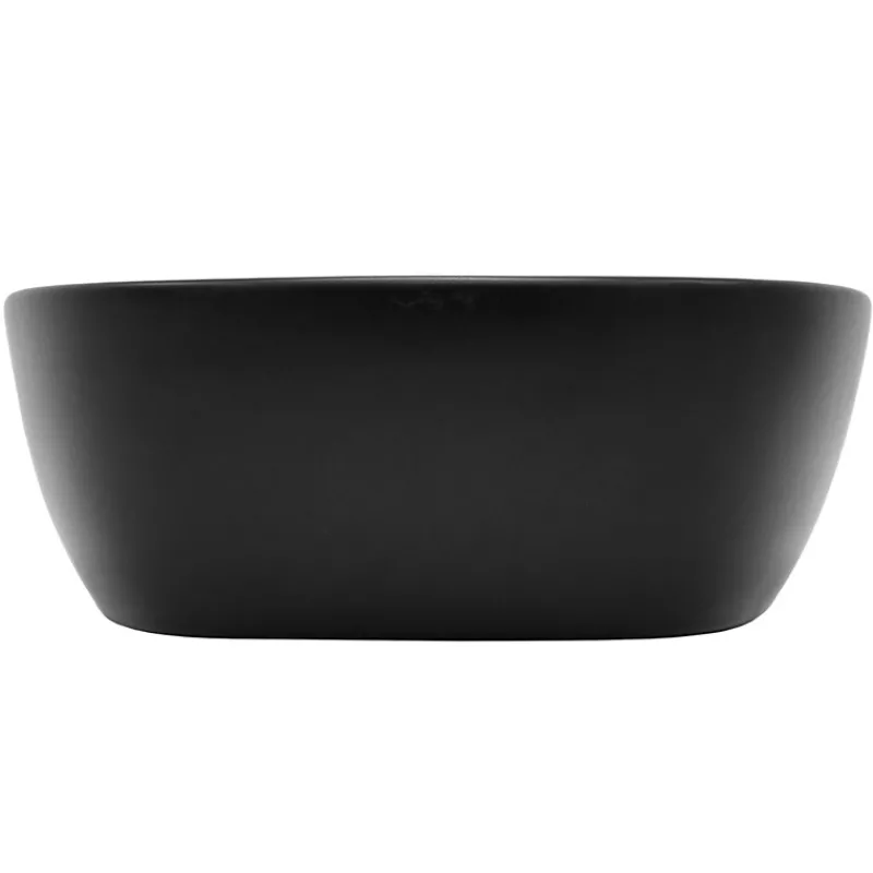 Waschbecken Eckig ohne Überlauf 50,5x38,5x14 cm Schwarz aus Keramik ML-Design-ECD Germany Best