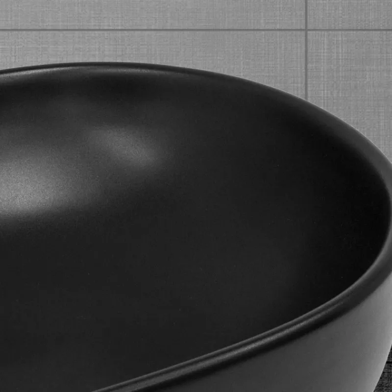 Waschbecken Eckig ohne Überlauf 50,5x38,5x14 cm Schwarz aus Keramik ML-Design-ECD Germany Best