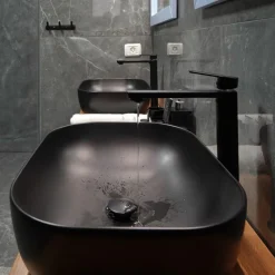 Waschbecken Eckig ohne Überlauf 50,5x38,5x14 cm Schwarz aus Keramik ML-Design-ECD Germany Best