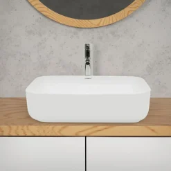 Waschbecken Eckig ohne Überlauf 50,5x39,5x13,5 mm Weiß aus Keramik-ECD Germany Outlet