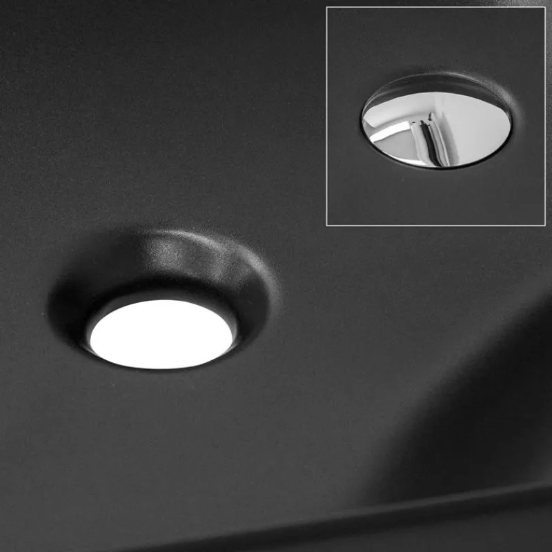 Waschbecken Eckig ohne Überlauf 43x43x12 cm Schwarz aus Keramik ML-Design-ECD Germany Outlet