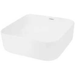 Waschbecken Eckig ohne Überlauf 39x39x14 cm Weiß aus Keramik-ECD Germany Best