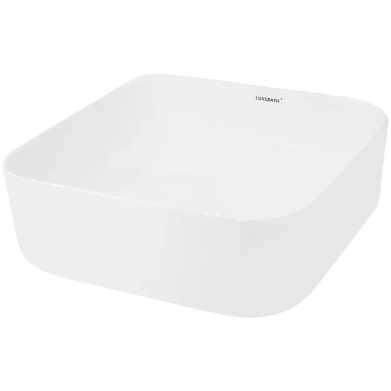 Waschbecken Eckig ohne Überlauf 39x39x14 cm Weiß aus Keramik-ECD Germany Best