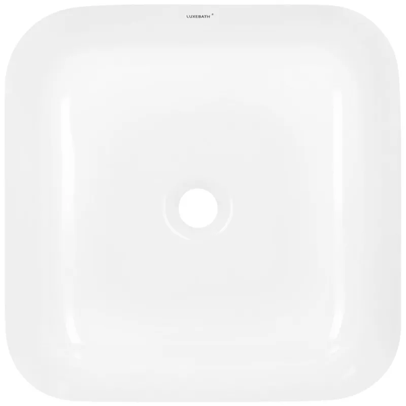 Waschbecken Eckig ohne Überlauf 39x39x14 cm Weiß aus Keramik-ECD Germany Best