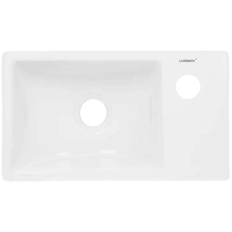 Waschbecken Eckig ohne Überlauf 35x20,5x12,5 cm Weiß aus Keramik-ECD Germany