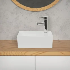 Waschbecken Eckig ohne Überlauf 35x20,5x12,5 cm Weiß aus Keramik-ECD Germany