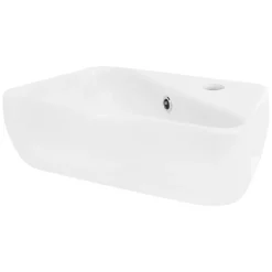 Waschbecken Eckigform mit Überlauf 45x27x13 cm Weiß aus Keramik ML-Design-ECD Germany New