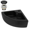 Waschbecken inkl. Ablaufagarnitur mit Überlauf 46x33x13 cm Schwarz aus Keramik ML-Design-ECD Germany