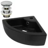 Waschbecken inkl. Ablaufagarnitur Silber  mit Überlauf 46x33x13 cm Schwarz aus Keramik ML-Design-ECD Germany