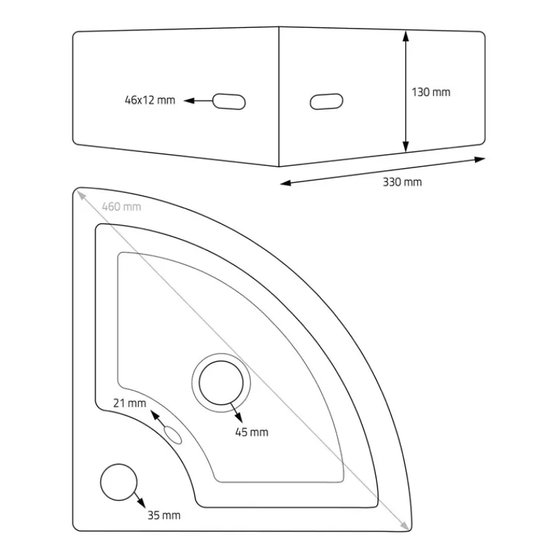 Waschbecken inkl. Ablaufagarnitur Silber mit Überlauf 46x33x13 cm Schwarz aus Keramik ML-Design-ECD Germany