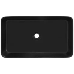 Waschbecken inkl. Ablaufganitur ohne Überlauf 68x38x12 cm Schwarz aus Keramik ML-Design-ECD Germany Clearance