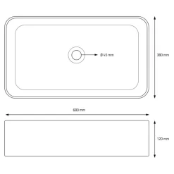 Waschbecken inkl. Ablaufganitur ohne Überlauf 68x38x12 cm Schwarz aus Keramik ML-Design-ECD Germany Clearance