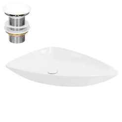 Waschbecken inkl. Ablaufgarnitur Weiß ohne Überlauf 69x46x13 cm Weiß aus Keramik ML-Design-ECD Germany Sale