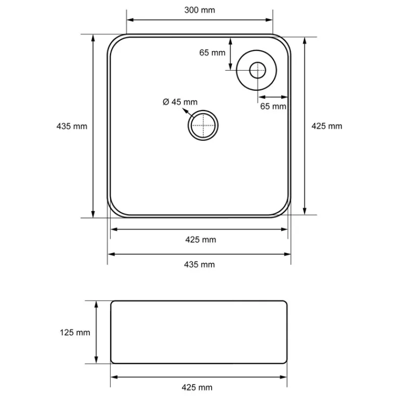 Waschbecken inkl. Ablaufganitur Silber ohne Überlauf 43,5x43,5x12,5 cm Weiß aus Keramik-ECD Germany Sale
