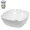 Waschbecken inkl. Ablaufgarnitur Silber ohne Überlauf Ø 40,5x14 cm Weiß aus Keramik-ECD Germany Hot