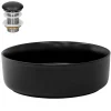 Waschbecken inkl. Ablaufgarnitur Schwarz ohne Überlauf Ø 36x12 cm Schwarz aus Keramik ML-Design-ECD Germany New