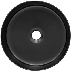 Waschbecken inkl. Ablaufgarnitur Schwarz ohne Überlauf Ø 36x12 cm Schwarz aus Keramik ML-Design-ECD Germany New