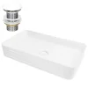 Waschbecken inkl. Ablaufgarnitur Weiß ohne Überlauf 68x38x12 cm Weiß aus Keramik ML-Design-ECD Germany Outlet