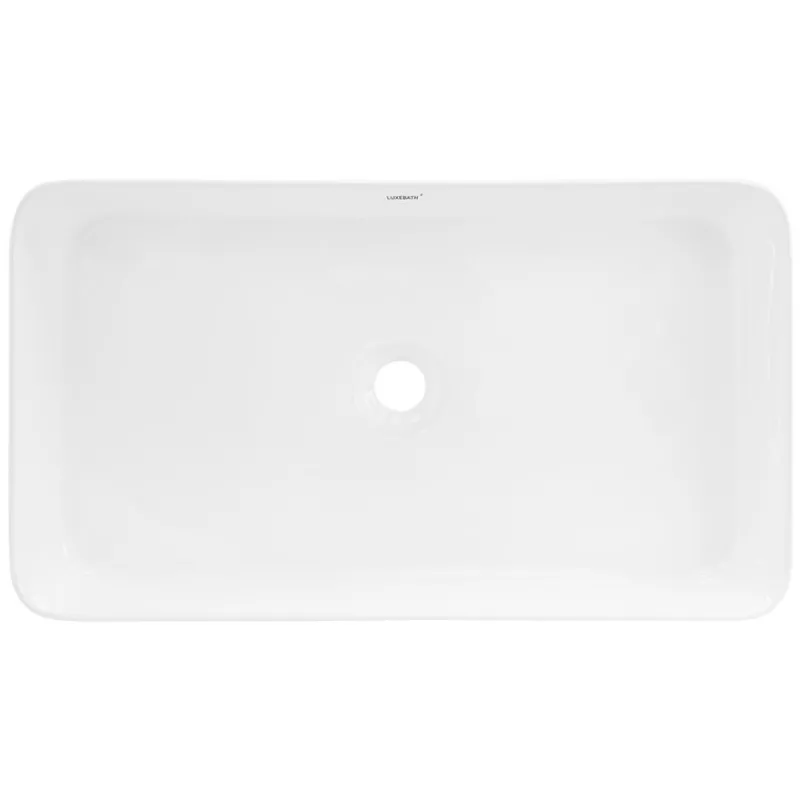 Waschbecken inkl. Ablaufgarnitur Weiß ohne Überlauf 68x38x12 cm Weiß aus Keramik ML-Design-ECD Germany Outlet