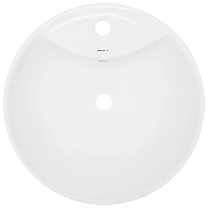 Waschbecken inkl. Ablaufgarnitur Silber mit Überlauf Ø 45,5x18,5 cm Weiß aus Keramik-ECD Germany Discount