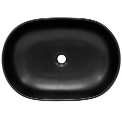 Waschbecken inkl. Ablaufgarnitur Schwarz ohne Überlauf 60x42,5x14,5 cm Schwarz aus Keramik ML-Design-ECD Germany Hot