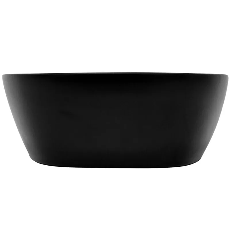 Waschbecken inkl. Ablaufgarnitur Schwarz ohne Überlauf 60,5x38,5x14 cm Schwarz aus Keramik ML-Design-ECD Germany