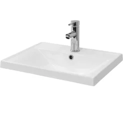 Waschbecken inkl. Ablaufgarnitur Silber mit Überlauf 51x41,5x15,5 cm Weiß aus Keramik ML-Design-ECD Germany Sale