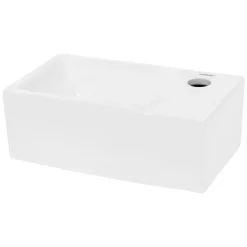 Waschbecken inkl. Ablaufgarnitur Weiß ohne Überlauf 35x20,5x12,5 cm Weiß aus Keramik-ECD Germany Discount