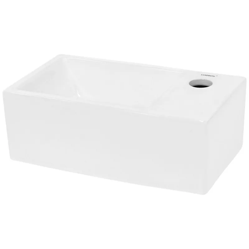 Waschbecken inkl. Ablaufgarnitur Weiß ohne Überlauf 35x20,5x12,5 cm Weiß aus Keramik-ECD Germany Discount